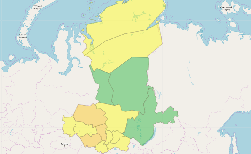 Прогностическая карта предупреждений по Сибирскому федеральному округу